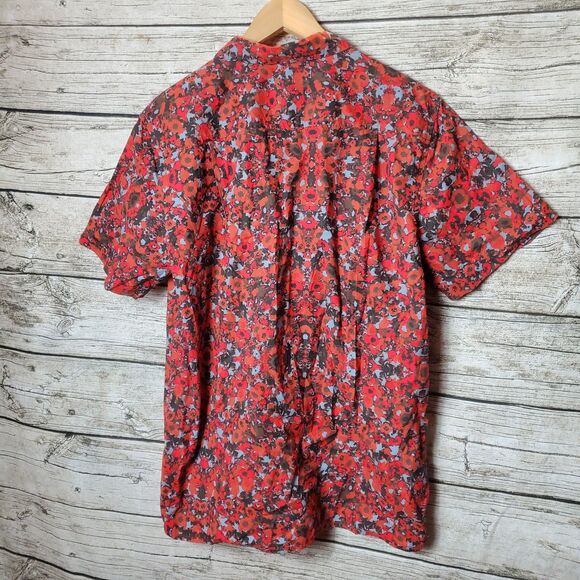 Element Short Sleeve Button Up Red Splatter Shirt Size Large NWT - Picture 5 of 8